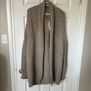 Vince Taupe Relaxed Fit Wool Long Cardigan Sweater Size Medium Bohemian NWT